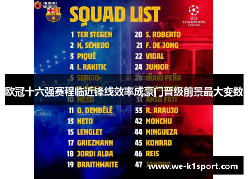 欧冠十六强赛程临近锋线效率成豪门晋级前景最大变数
